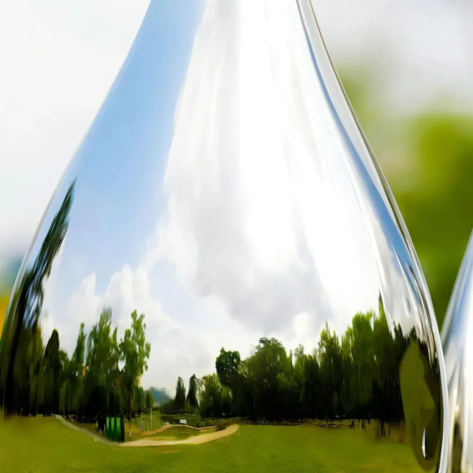 Statues & Sculptures Giant|Floor Standing^Raindrop Ripples 180cm Silver Metal Garden Sculpture