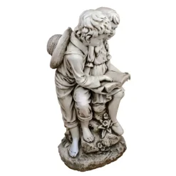 Statues & Sculptures Children^Reading Boy & Girl 88cm Stone Resin Garden Statue