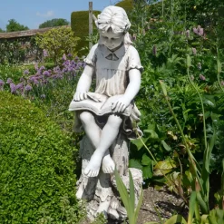 Statues & Sculptures Children^Reading Girl 89cm Stone Resin Garden Statue
