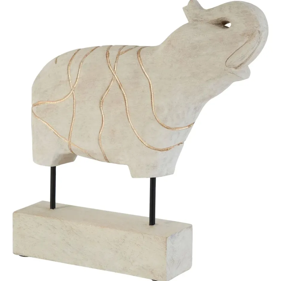 Statues & Sculptures Table Top|Animals^Regal Elephant 42cm Wood Indoor Statue