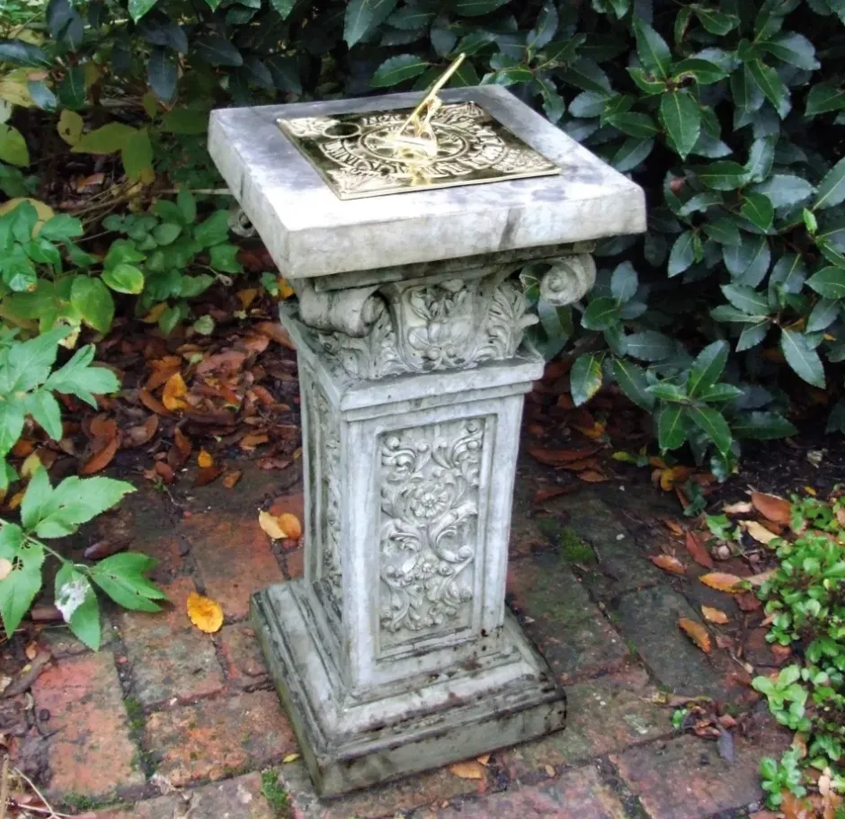 Statues & Sculptures Garden Sundials^Rocco Brass Stone Garden Sundial