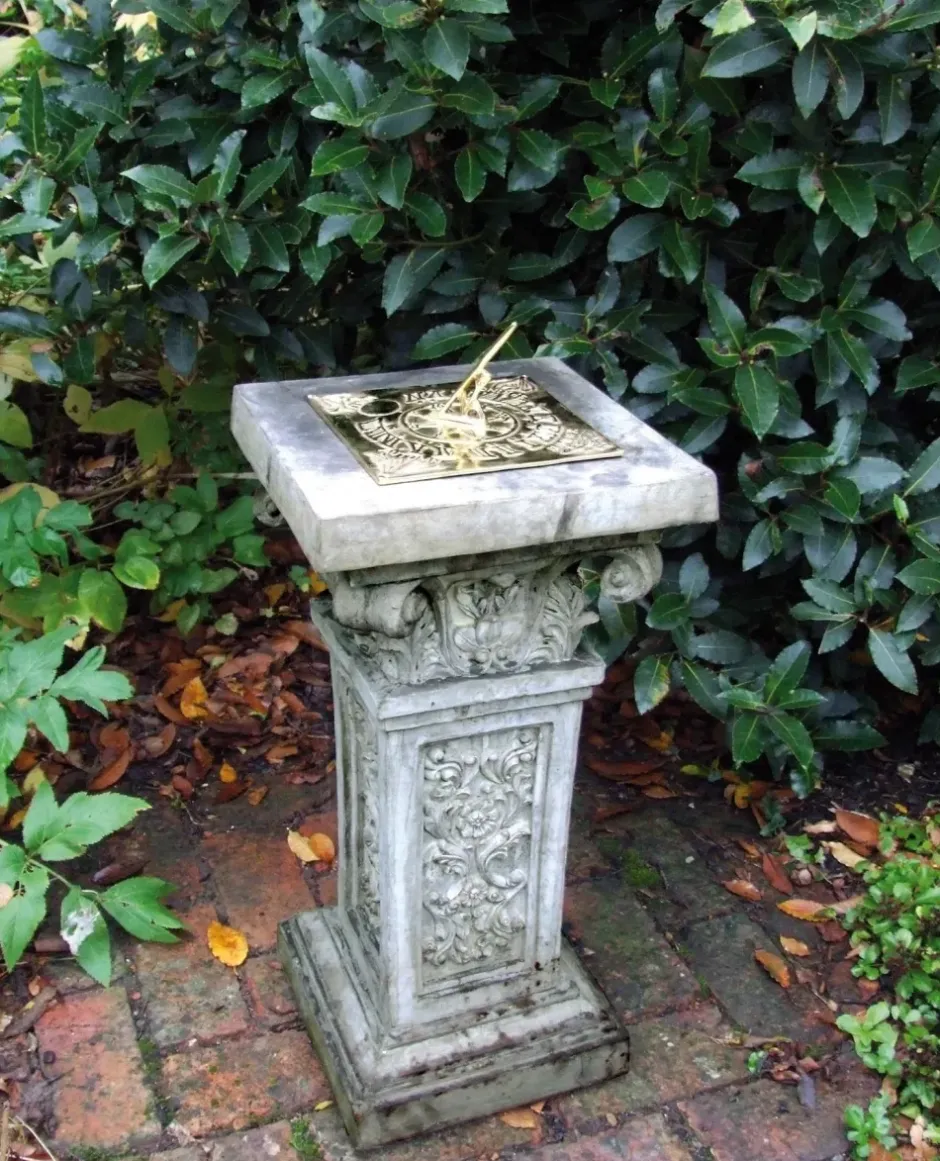 Statues & Sculptures Garden Sundials^Rocco Brass Stone Garden Sundial