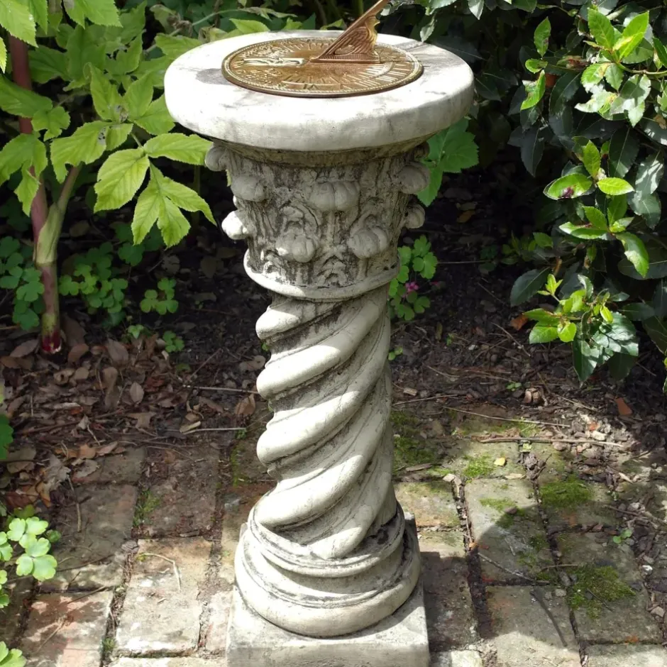Statues & Sculptures Garden Sundials^Roman Aged Brass Stone Garden Sundial