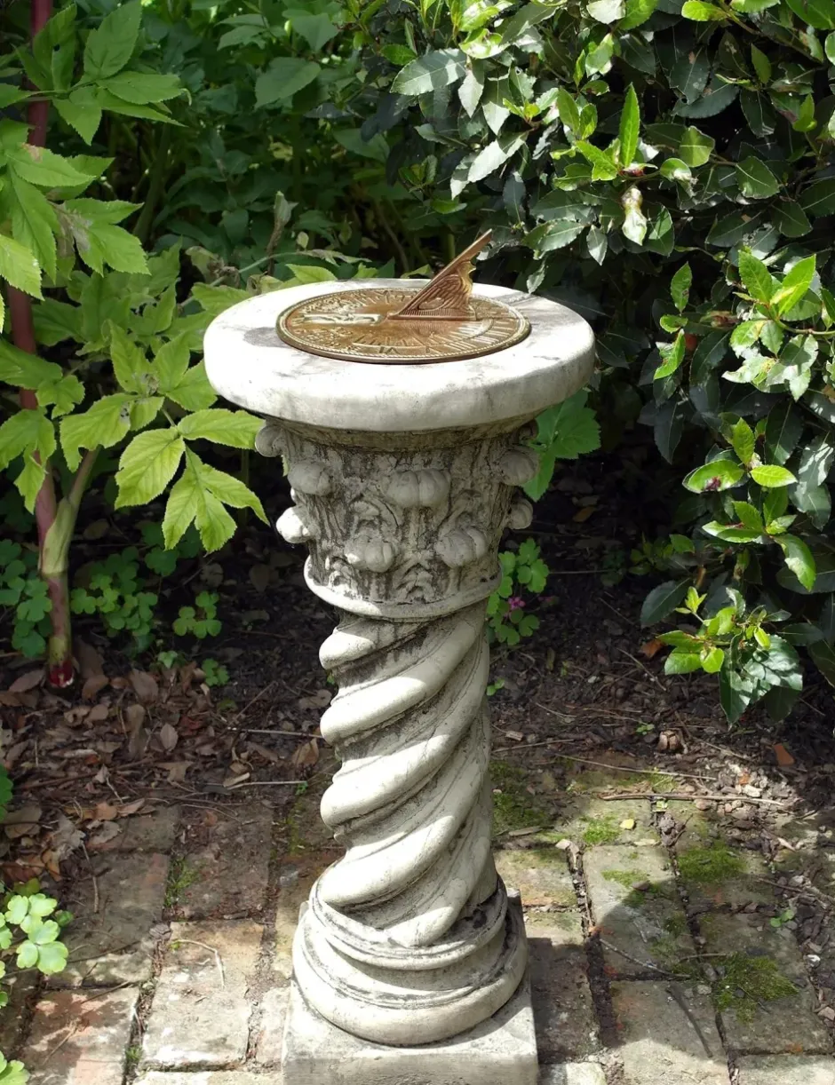 Statues & Sculptures Garden Sundials^Roman Aged Brass Stone Garden Sundial