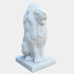 Statues & Sculptures Lions|Modern^Royal Lion 120cm White Marble Garden Statue