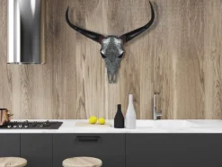 Statues & Sculptures Wall Art|Animals^Sacred Buffalo 63cm Silver Resin Wall Sculpture