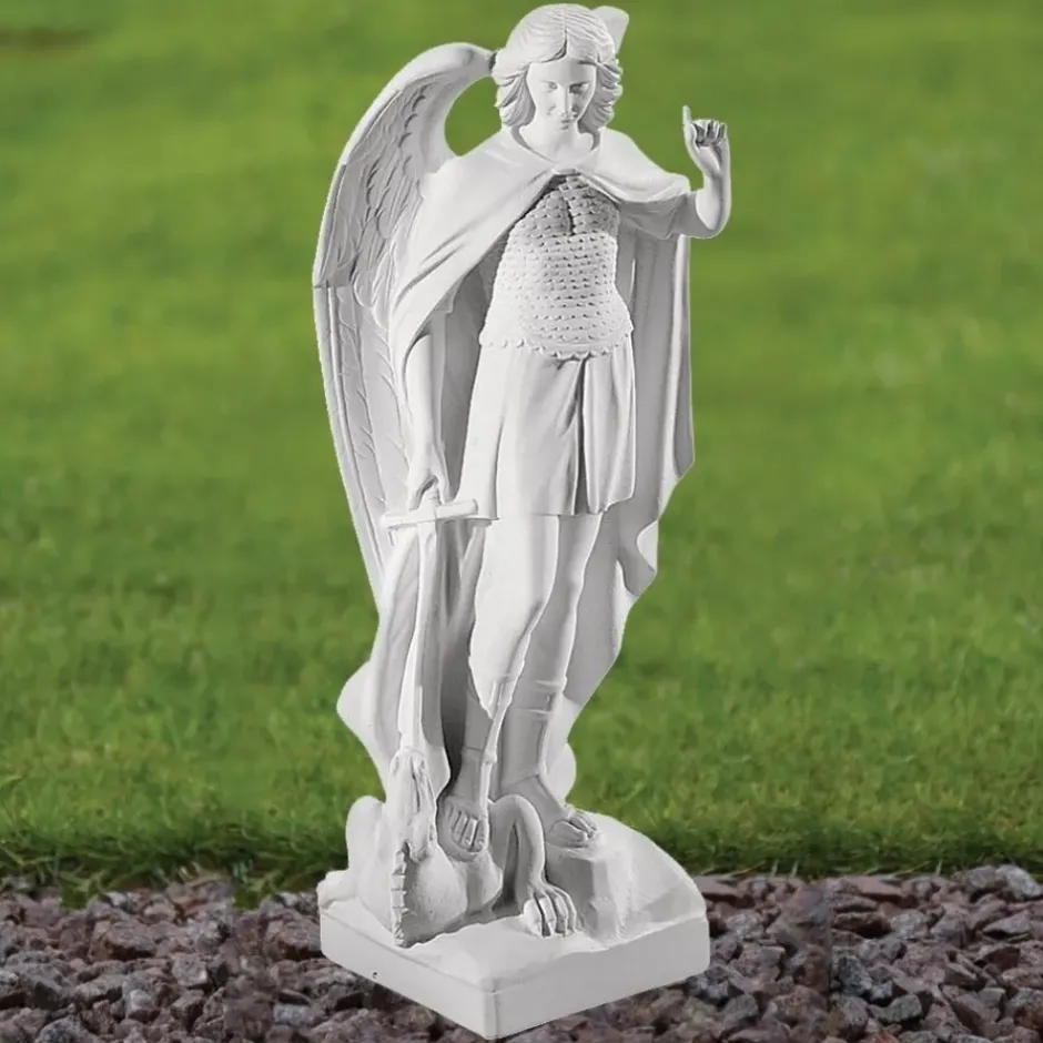 Statues & Sculptures Angel^Saint Michael 58cm Marble Resin Garden Statue