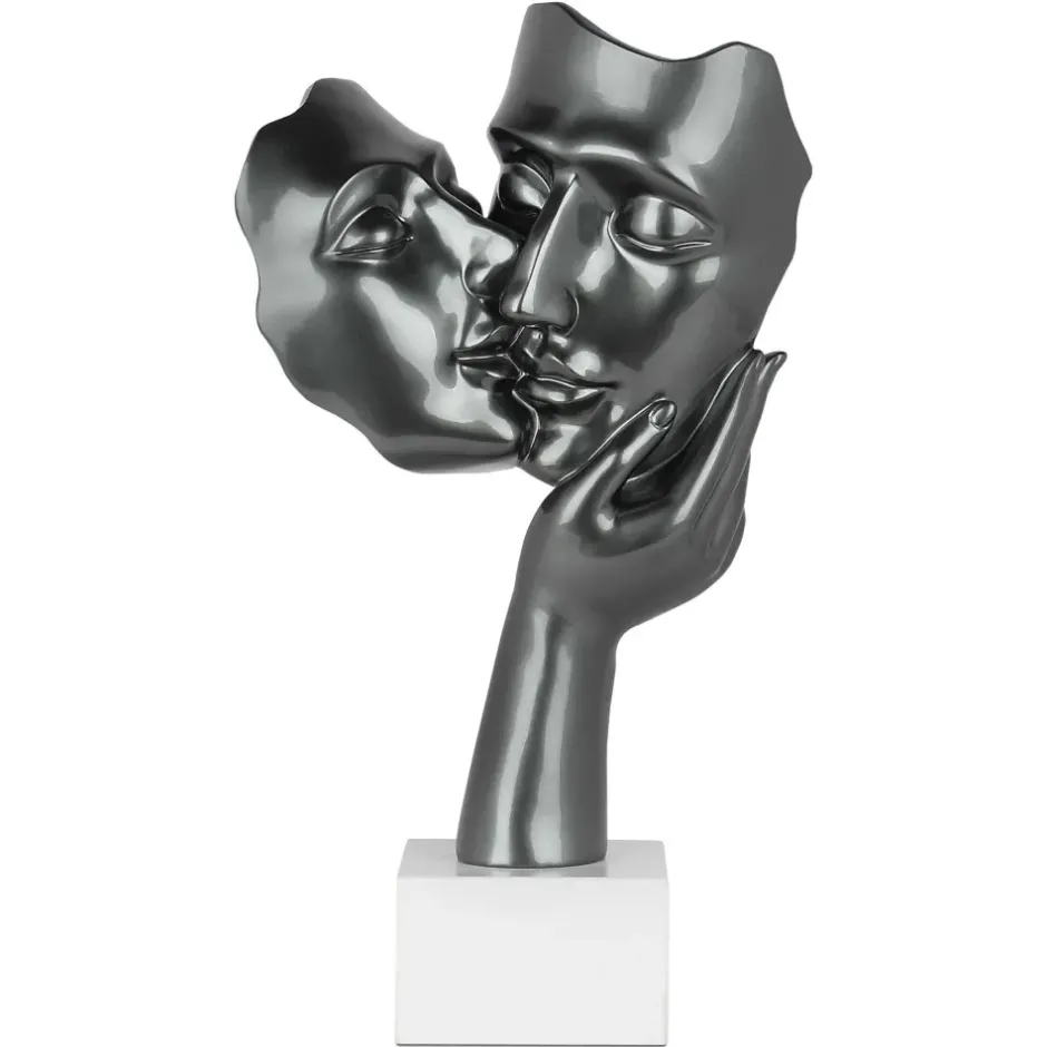 Statues & Sculptures Figurative|Table Top^Secret Kiss 50cm Anthracite Resin Indoor Sculpture