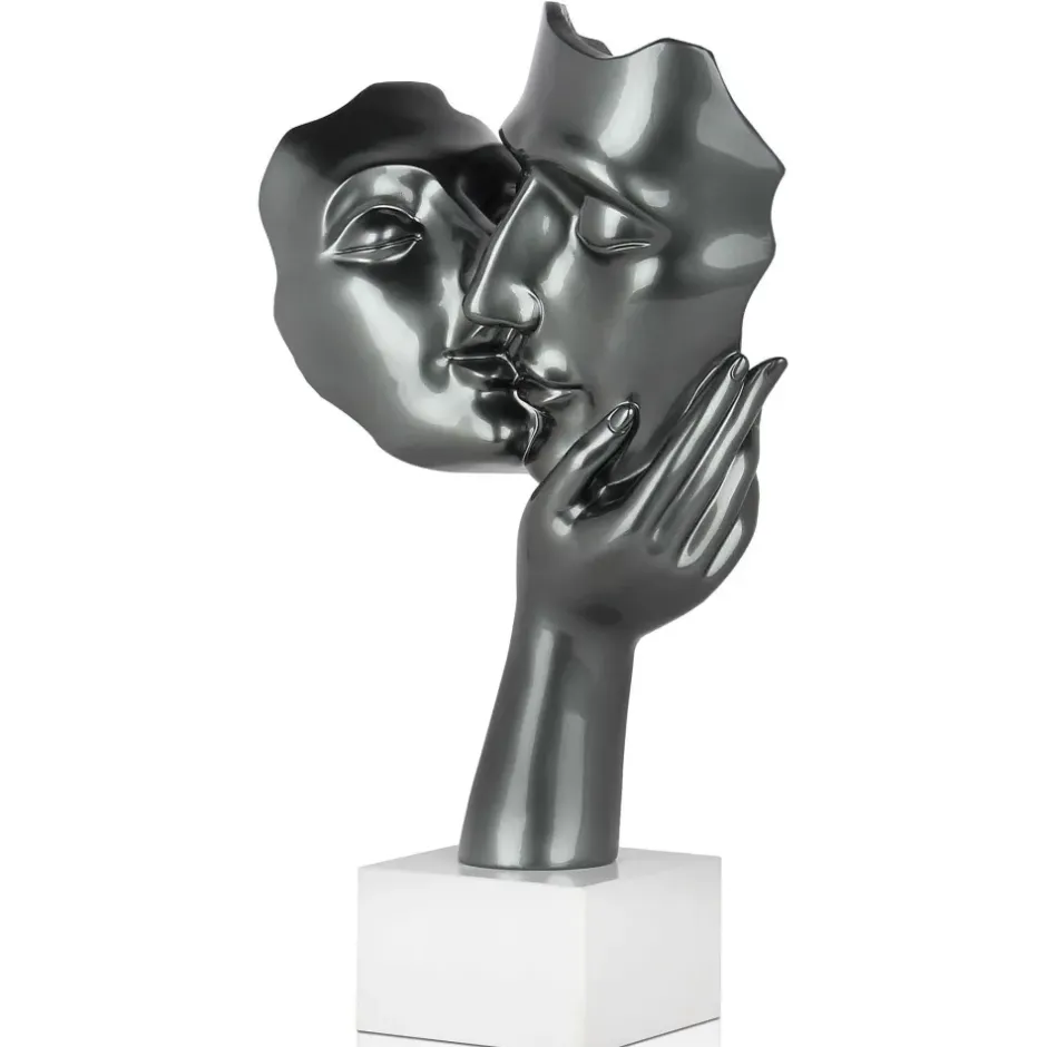 Statues & Sculptures Figurative|Table Top^Secret Kiss 50cm Anthracite Resin Indoor Sculpture