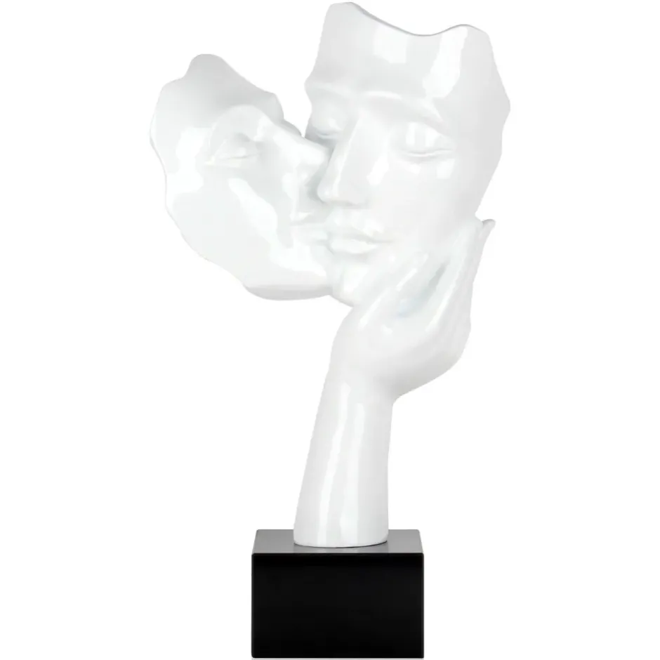 Statues & Sculptures Figurative|Table Top^Secret Kiss 50cm White Resin Indoor Sculpture