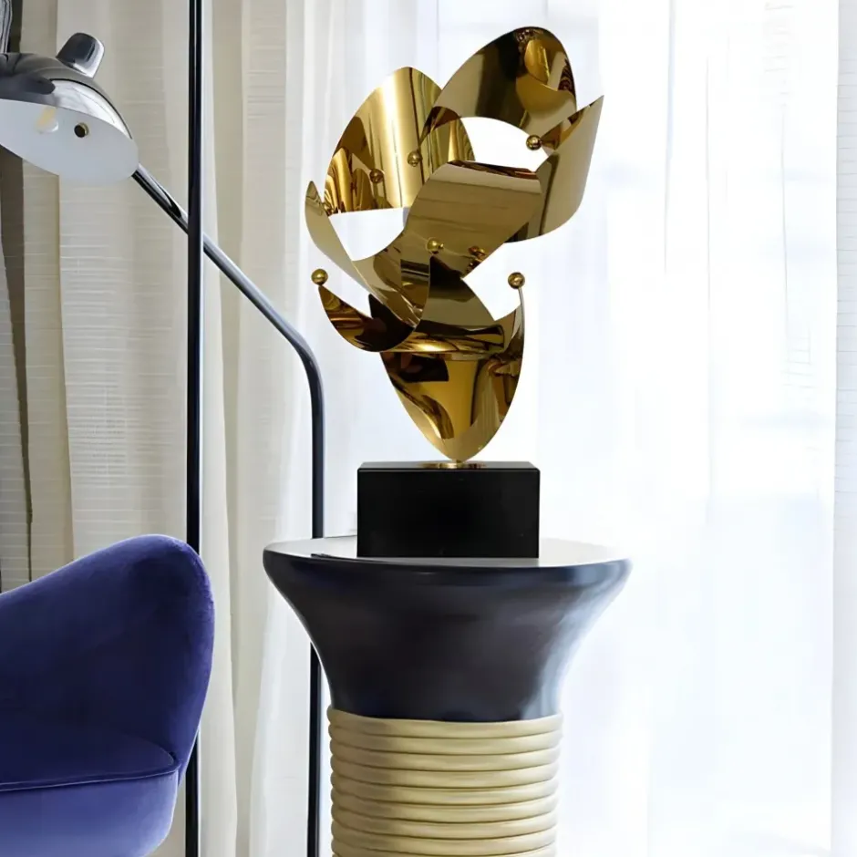 Statues & Sculptures Table Top|Abstract^Spacial Drift 57cm Gold Metal Indoor Sculpture