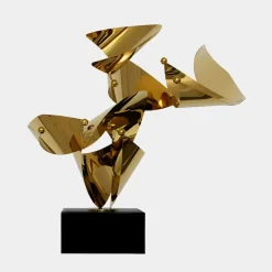 Statues & Sculptures Table Top|Abstract^Spacial Drift 59cm Gold Metal Indoor Sculpture