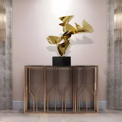 Statues & Sculptures Table Top|Abstract^Spacial Drift 59cm Gold Metal Indoor Sculpture
