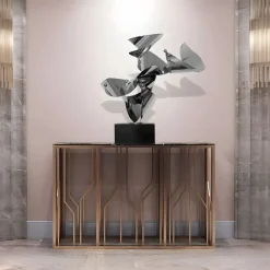 Statues & Sculptures Table Top|Abstract^Spacial Drift 59cm Silver Metal Indoor Sculpture
