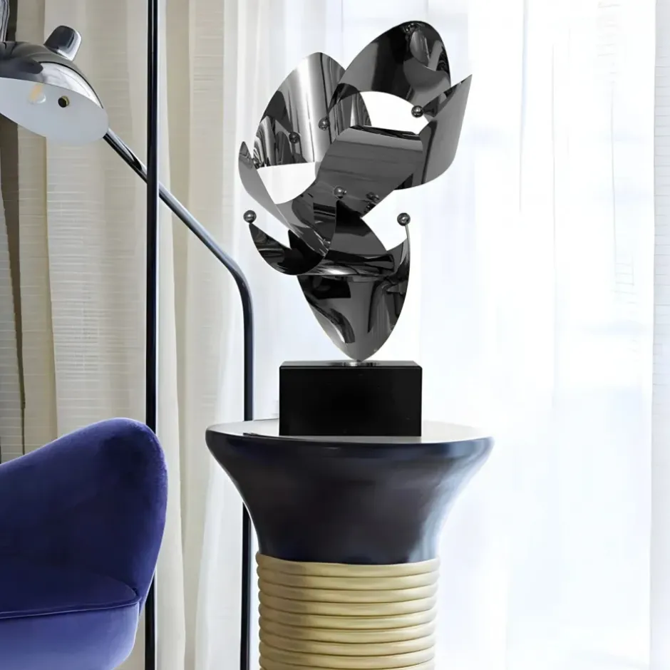 Statues & Sculptures Table Top|Abstract^Spacial Drift 57cm Silver Metal Indoor Sculpture