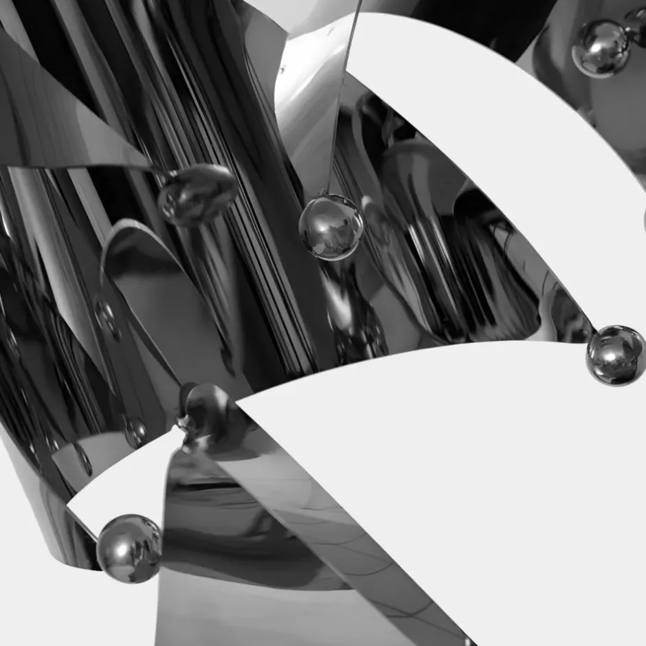 Statues & Sculptures Table Top|Abstract^Spacial Drift 57cm Silver Metal Indoor Sculpture