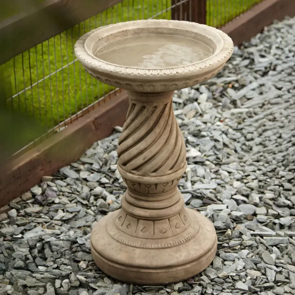 Statues & Sculptures Bird Baths^Spiral Design Stone Garden Birdbath