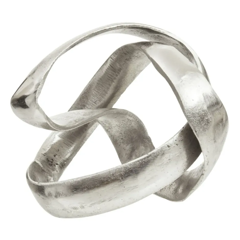 Statues & Sculptures Table Top|Abstract^Spiral Elegance 16cm Silver Metal Indoor Sculpture