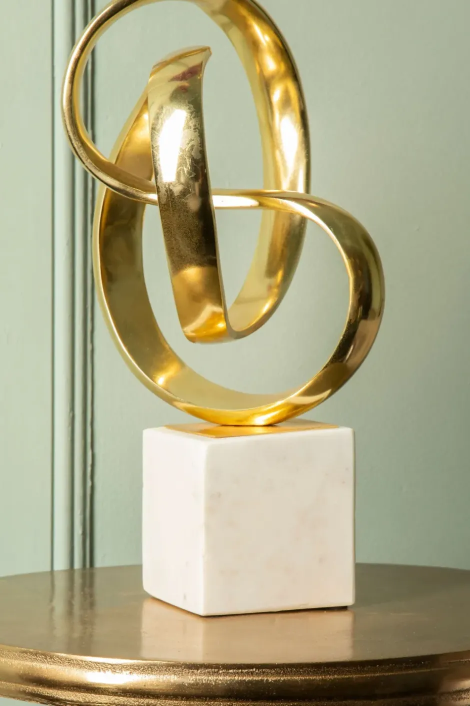 Statues & Sculptures Table Top|Abstract^Spiral Symphony 34cm Gold Metal Indoor Sculpture
