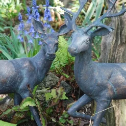 Statues & Sculptures Stags & Deers^Stag & Doe Bronze Metal Garden Statues