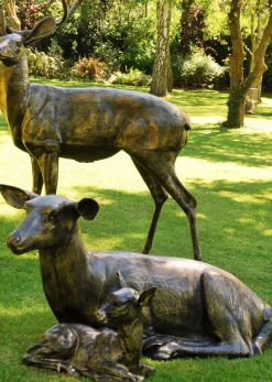 Statues & Sculptures Stags & Deers^Stag Doe & Fawn Collection Bronze Metal Garden Statues