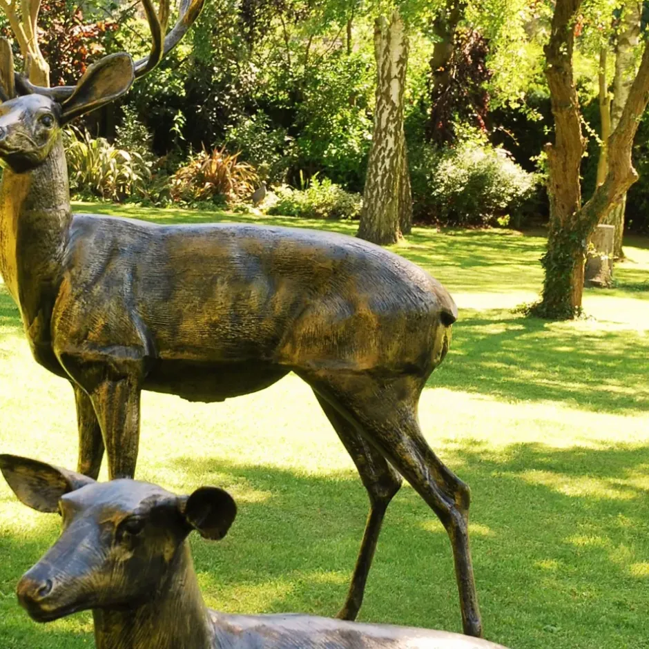 Statues & Sculptures Stags & Deers^Stag Doe & Fawn Collection Bronze Metal Garden Statues