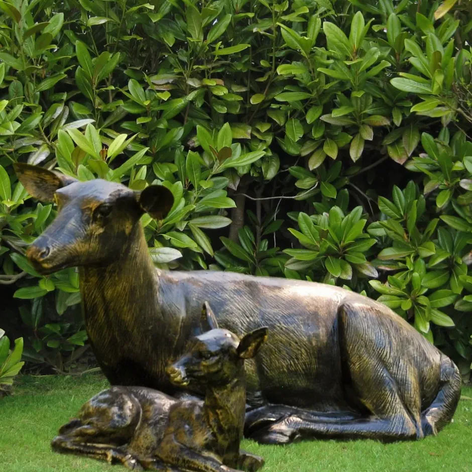 Statues & Sculptures Stags & Deers^Stag Doe & Fawn Collection Bronze Metal Garden Statues
