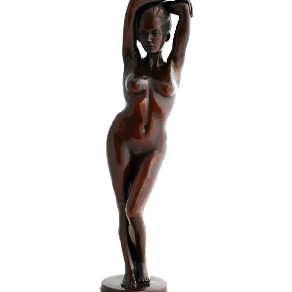 Statues & Sculptures Figurative|Table Top^Standing Woman Bronze Indoor Sculpture