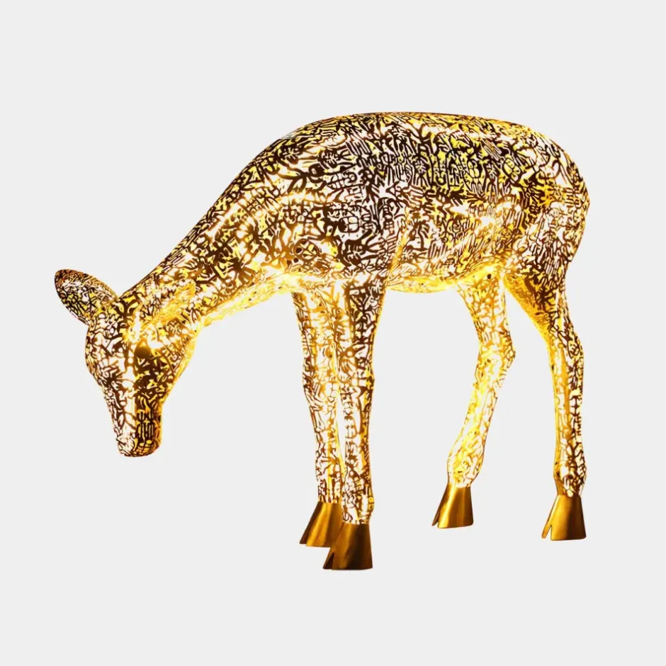 Statues & Sculptures Wildlife|Stags & Deers^Starlight Stag 90cm LED Gold Metal Garden Sculpture