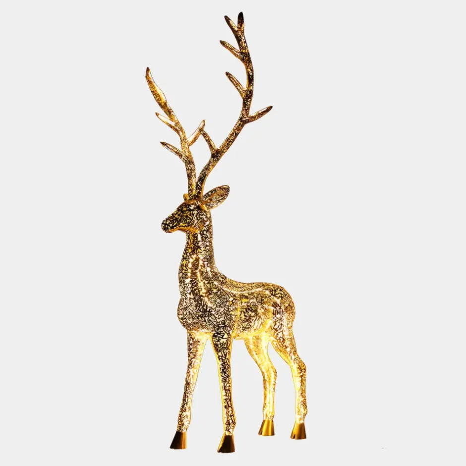 Statues & Sculptures Wildlife|Stags & Deers^Starlight Stag 212cm LED Gold Metal Garden Sculpture