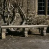Statues & Sculptures Stone Benches^Straight Plain Double Stone Garden Bench