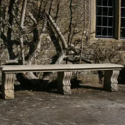 Statues & Sculptures Stone Benches^Straight Plain Double Stone Garden Bench