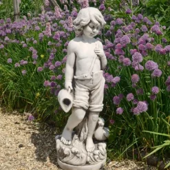 Statues & Sculptures Children^Summer Boy 73cm Stone Resin Garden Statue