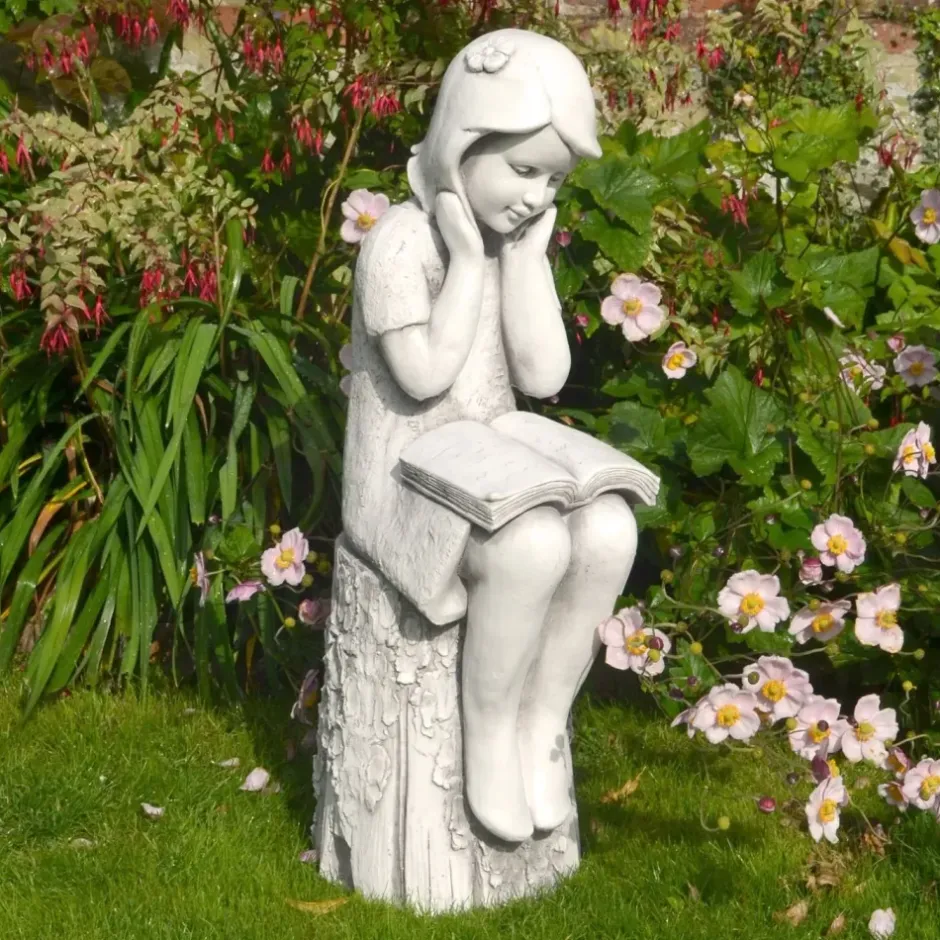 Statues & Sculptures Children^Summer Reading Girl 86cm Stone Resin Garden Statue
