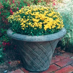 Statues & Sculptures Large|Round^Thatched Urn Stone Garden Planter
