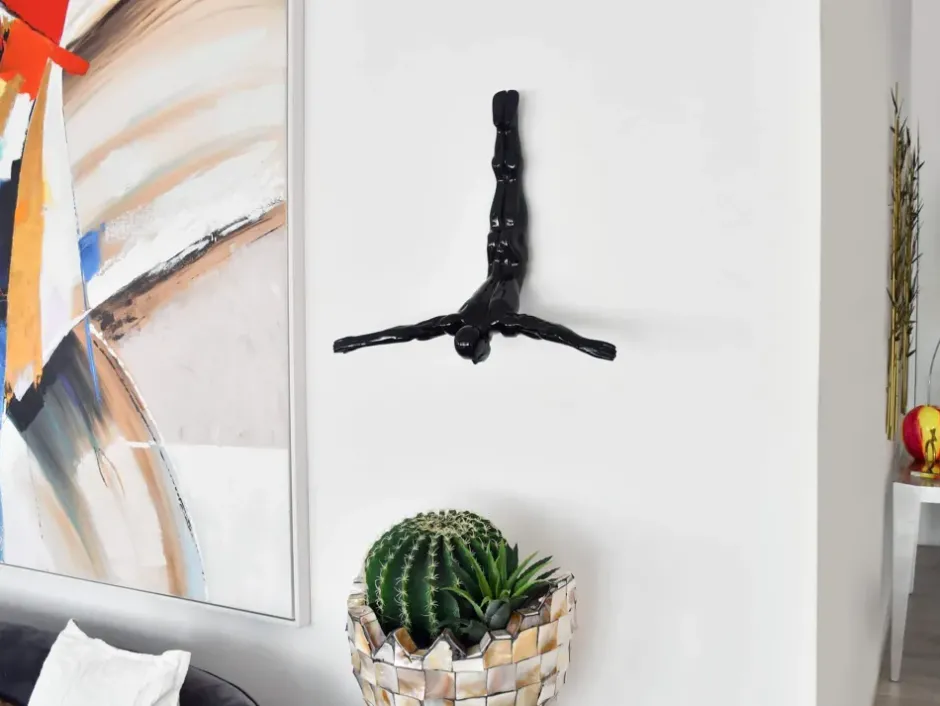 Statues & Sculptures Figurative|Wall Art^The Diver 55cm Black Resin Wall Sculpture