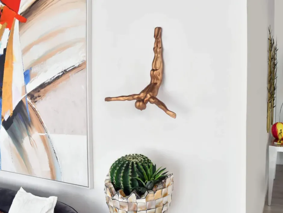 Statues & Sculptures Figurative|Wall Art^The Diver 55cm Bronze Resin Wall Sculpture