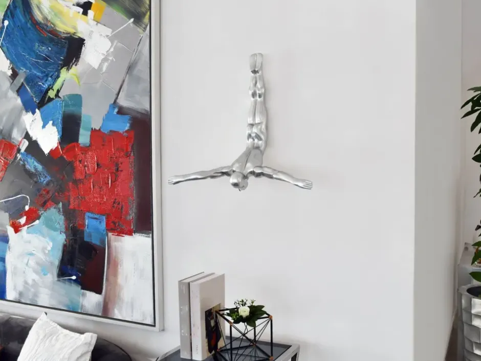Statues & Sculptures Figurative|Wall Art^The Diver 55cm Silver Resin Wall Sculpture