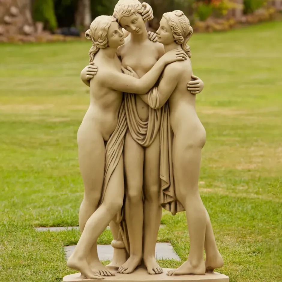Statues & Sculptures Greek^Three Graces Bathstone Stone Garden Statue