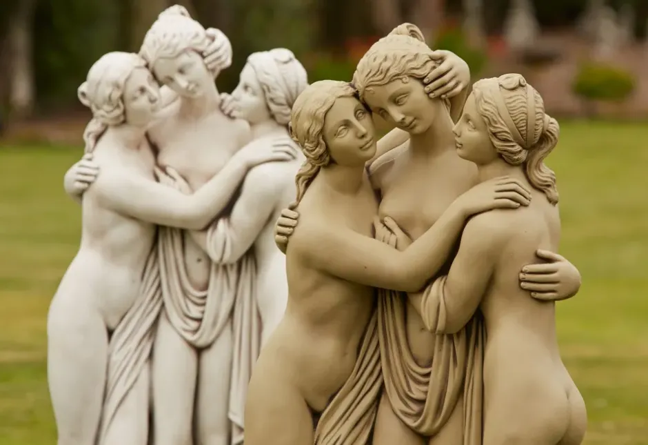 Statues & Sculptures Greek^Three Graces Bathstone Stone Garden Statue