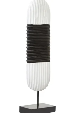 Statues & Sculptures Table Top|Abstract^Tic-Tac 60cm Black & White Wood Indoor Sculpture