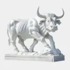 Statues & Sculptures Farm|Modern^Titan Bull 150cm White Marble Garden Statue v2