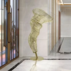 Statues & Sculptures Floor Standing|Abstract^Tornado 152cm Gold Metal Garden Sculpture
