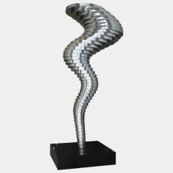 Statues & Sculptures Giant|Floor Standing^Tornado 197cm Silver Metal Garden Sculpture v3