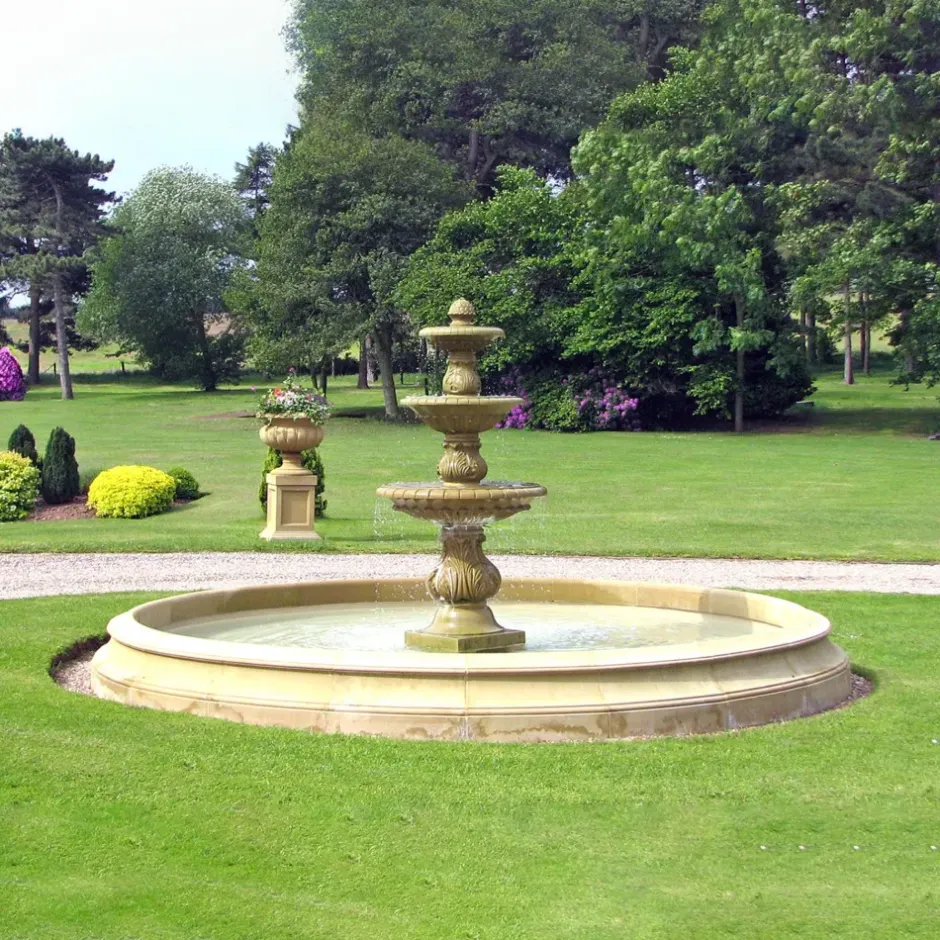 Statues & Sculptures Water Features^Triple Tier Fountain & Pool Surround Stone Water Feature