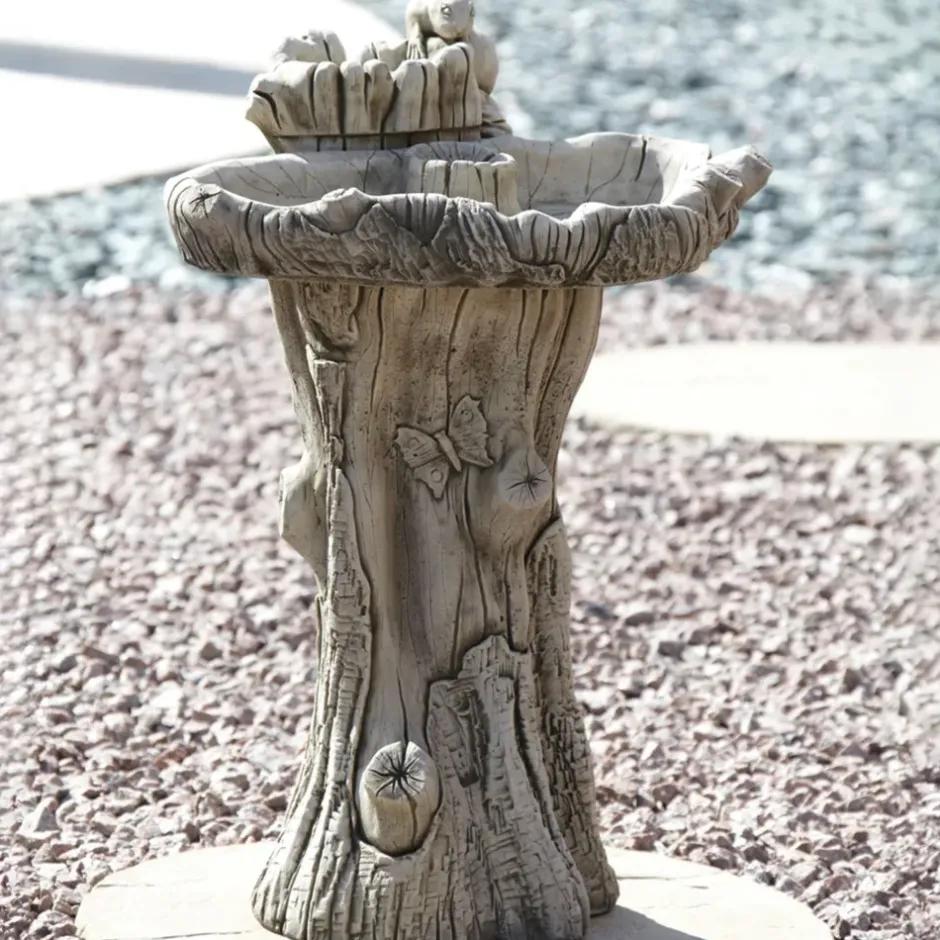 Statues & Sculptures Bird Baths^Twin Feeder Stone Garden Birdbath