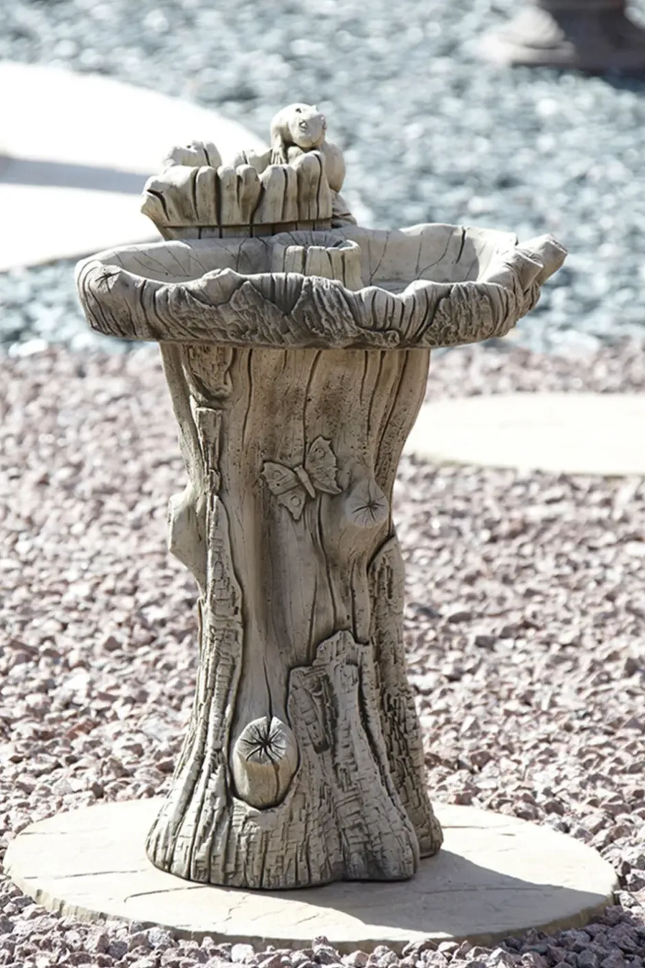 Statues & Sculptures Bird Baths^Twin Feeder Stone Garden Birdbath