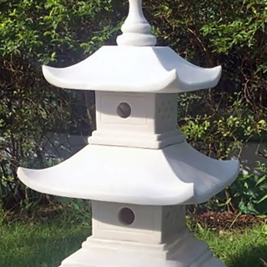 Statues & Sculptures Pagodas^Two Tier Japanese Pagoda Lantern Marble Garden Ornament