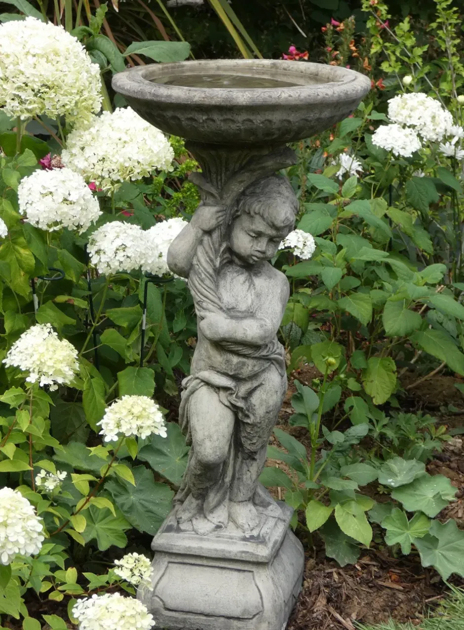 Statues & Sculptures Bird Baths^Urchin Design Stone Garden Bird Bath