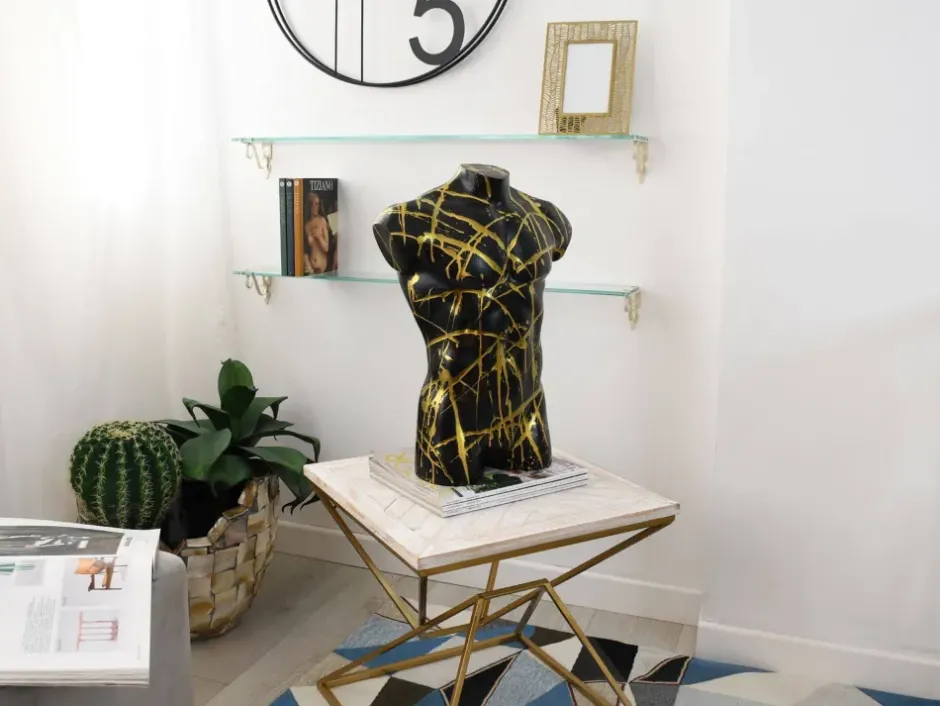 Statues & Sculptures Figurative|Table Top^Valiant Torso 50cm Black Resin Indoor Sculpture